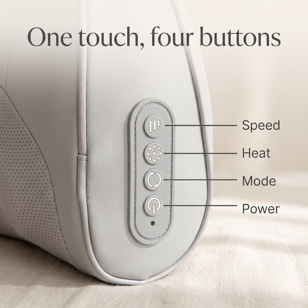 Four side buttons: speed, heat, mode and power