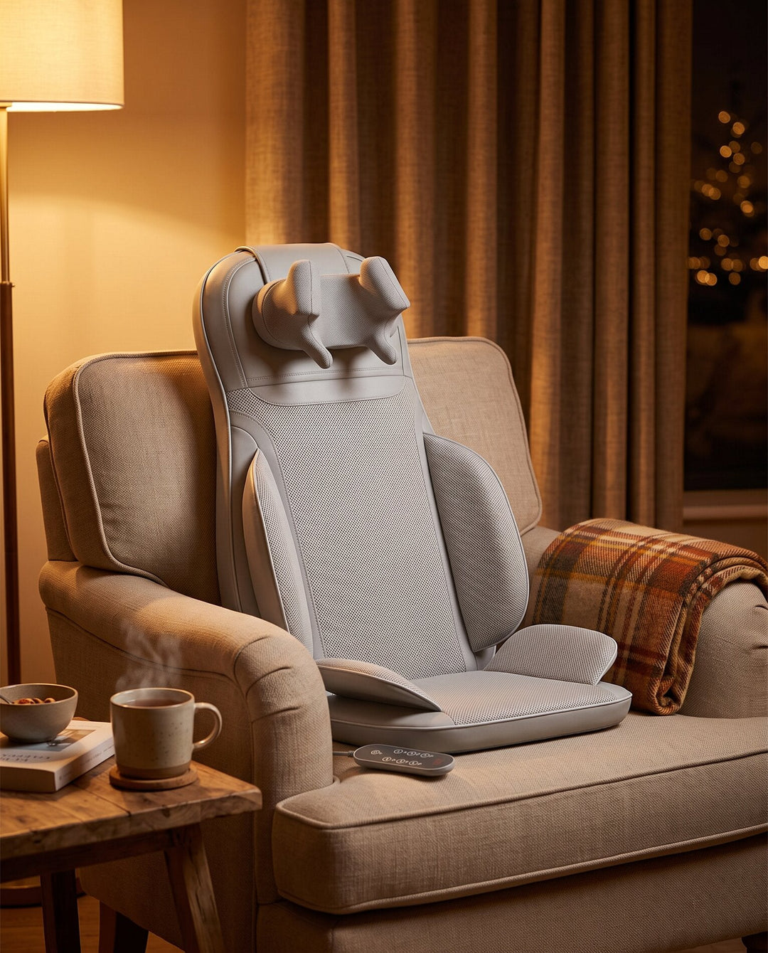 The Sereno on an armchair in a warm evening living room