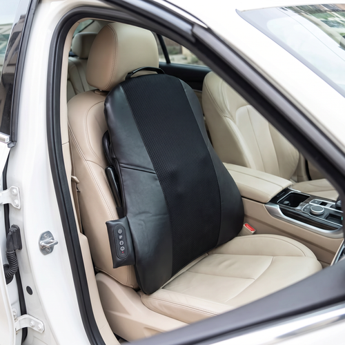 The Dorso fitted to a beige leather car passenger seat