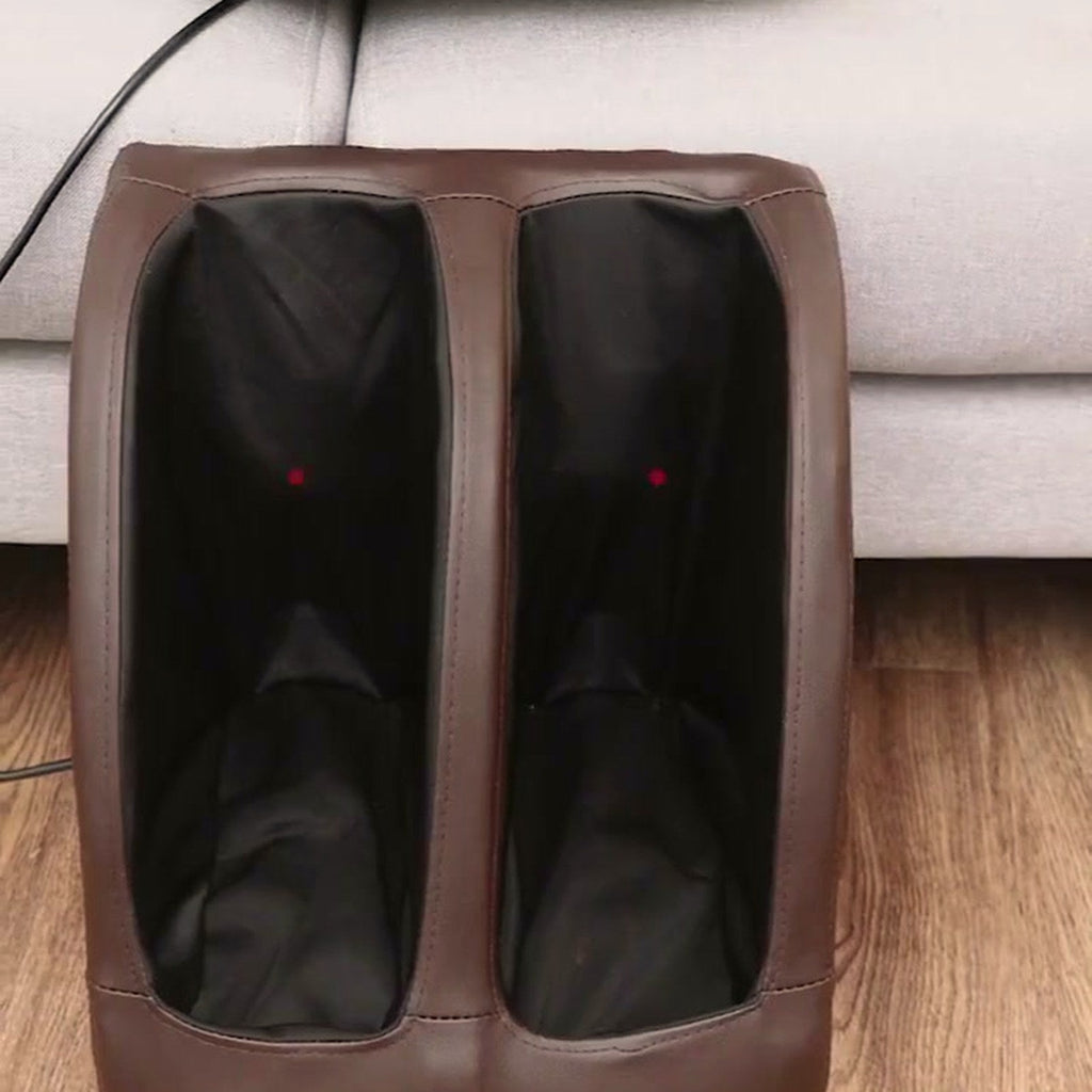 Close view of The Grande's twin calf cradles beside the sofa