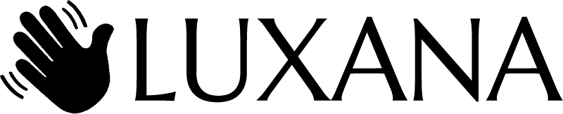 LUXANA wordmark with waving hand icon