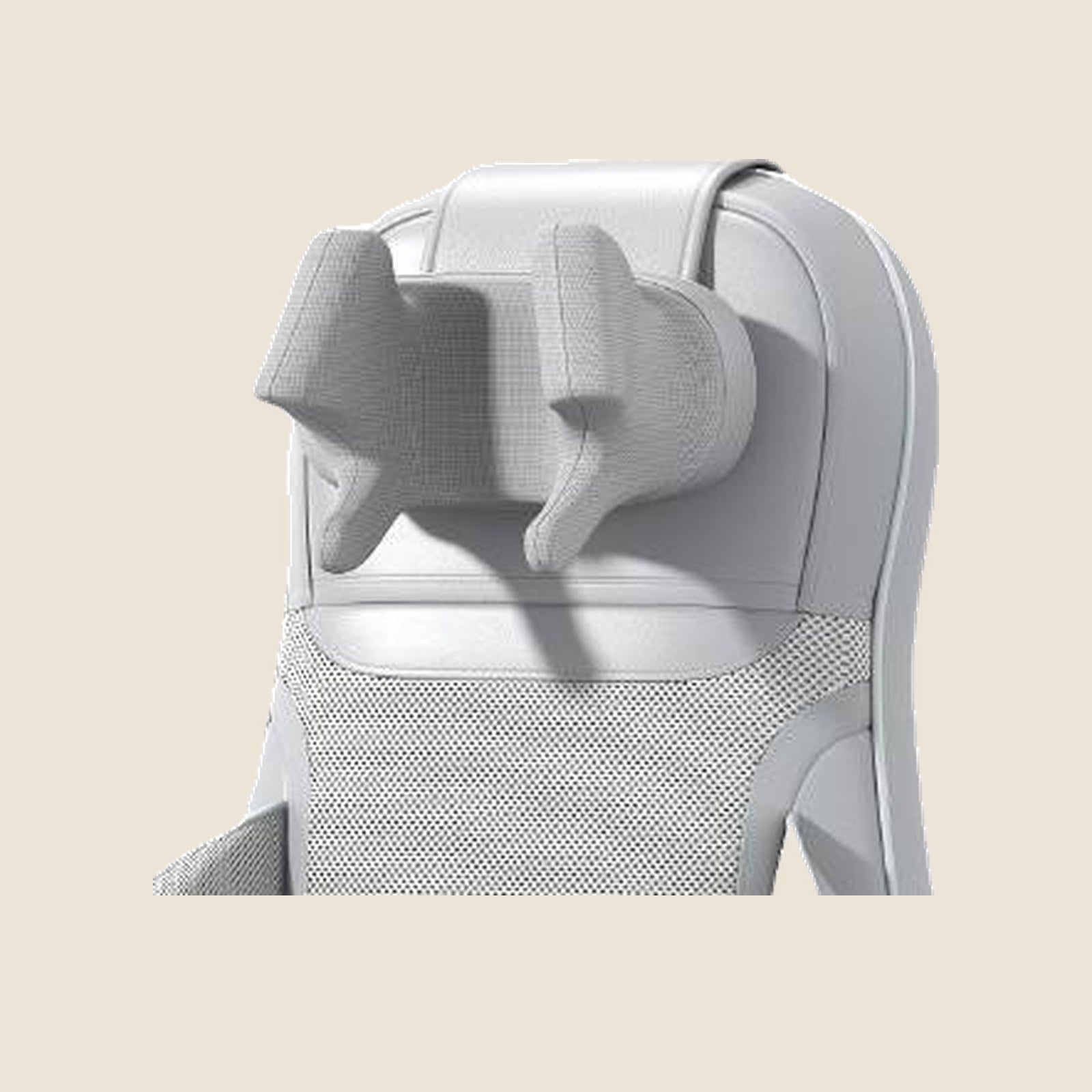 Detail of The Sereno's grasping neck massage unit on a sand background