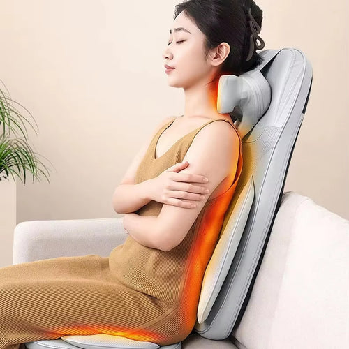 The Sereno in use at home, warmth glowing through the backrest