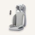 The Sereno shiatsu massage seat in cloud grey with corded remote, on an ivory background